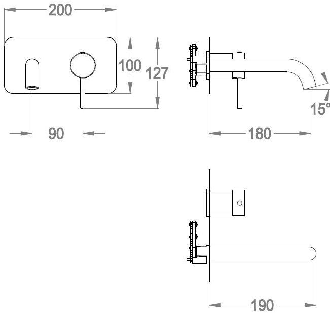 Fir Italia Смеситель для умывальника настенный с тарелкой Cleo 84 8410108 - Вид №2