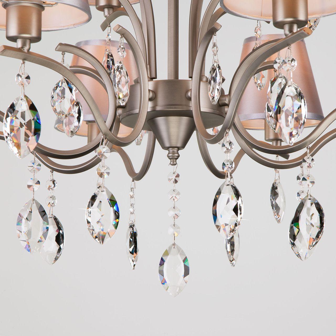 Подвесная люстра Eurosvet Aurelia 10089/12 сатин-никель/прозрачный хрусталь Strotskis EUROSVET ДИЗАЙНЕРСКИЕ, AURELIA 187543 Серый  - Вид №1