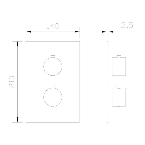 Встраиваемый термостатический смеситель для душа Ercos Stilox ARCH-00141001 - Вид №2