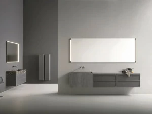 NOVELLO Настенная тумба под умывальник из ламината с зеркалом Craft 2.0