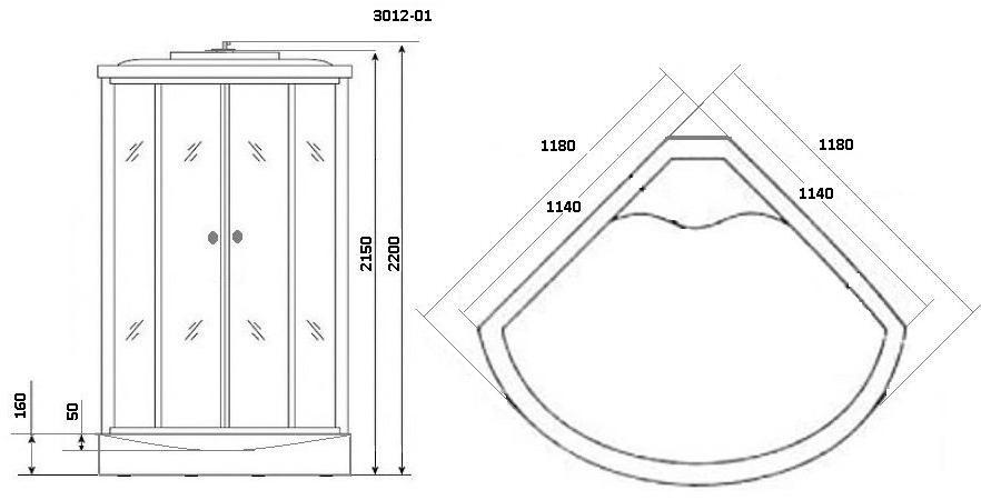 Душевая кабина NG-3012-01 (1200х1200х2200) низкий поддон (16см) стекло МОЗАИКА Niagara Ultra 30120154 - Вид №1