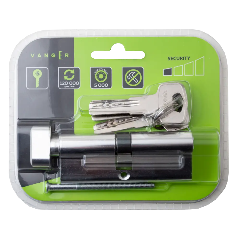 Цилиндр Vanger VM-80 40x40 мм ключ-вертушка цвет хром 89402052 STLM-2131198 Santreyd  - Вид №2