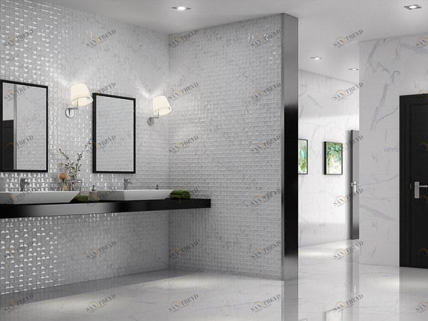 Aparici Белая плитка для стен с эффектом мрамора Apuane sun-id-1345882