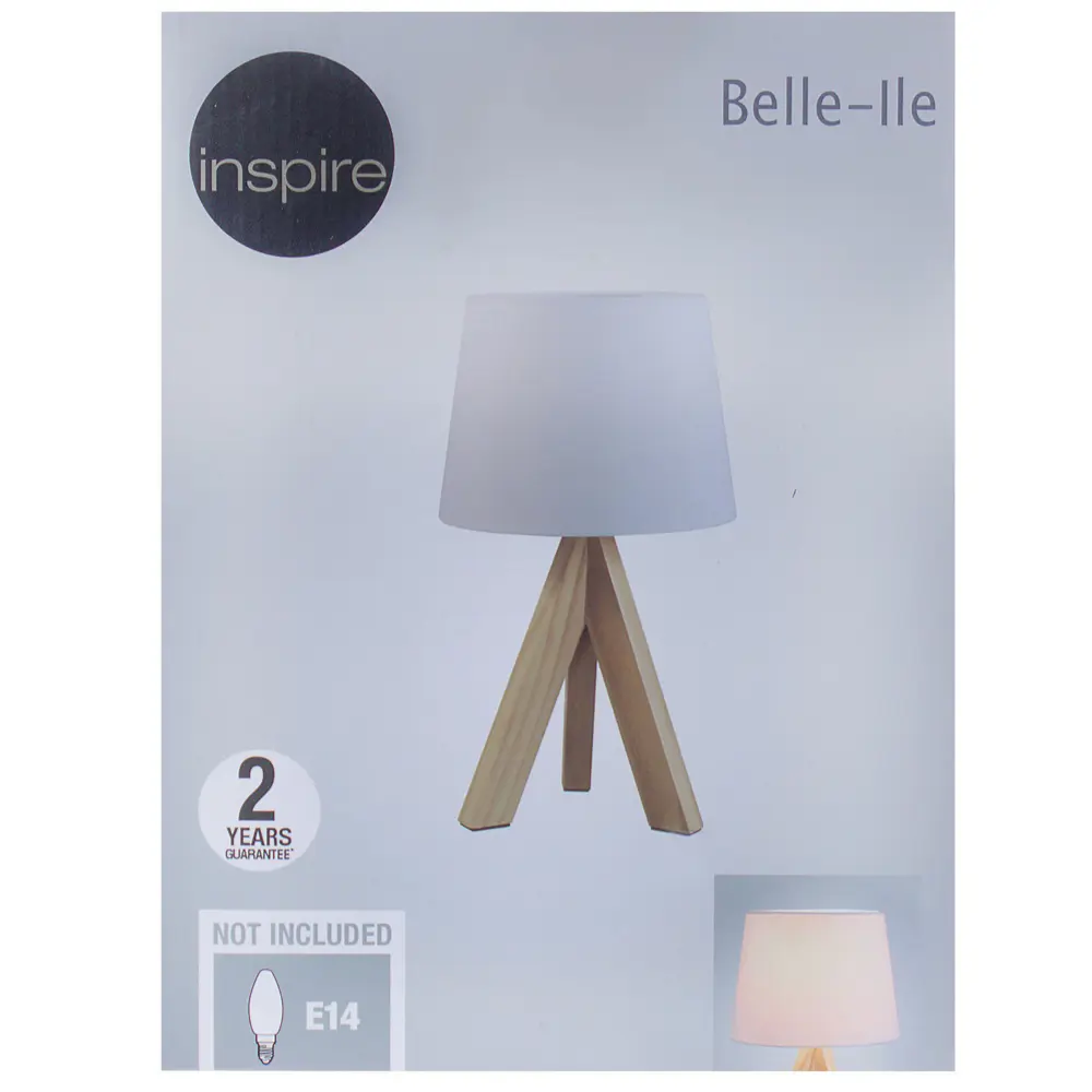Настольная лампа Inspire Belle-Ile 1xE14x40 Вт, дерево/ткань, цвет белый 18580381 STLM-2032140  - Вид №4