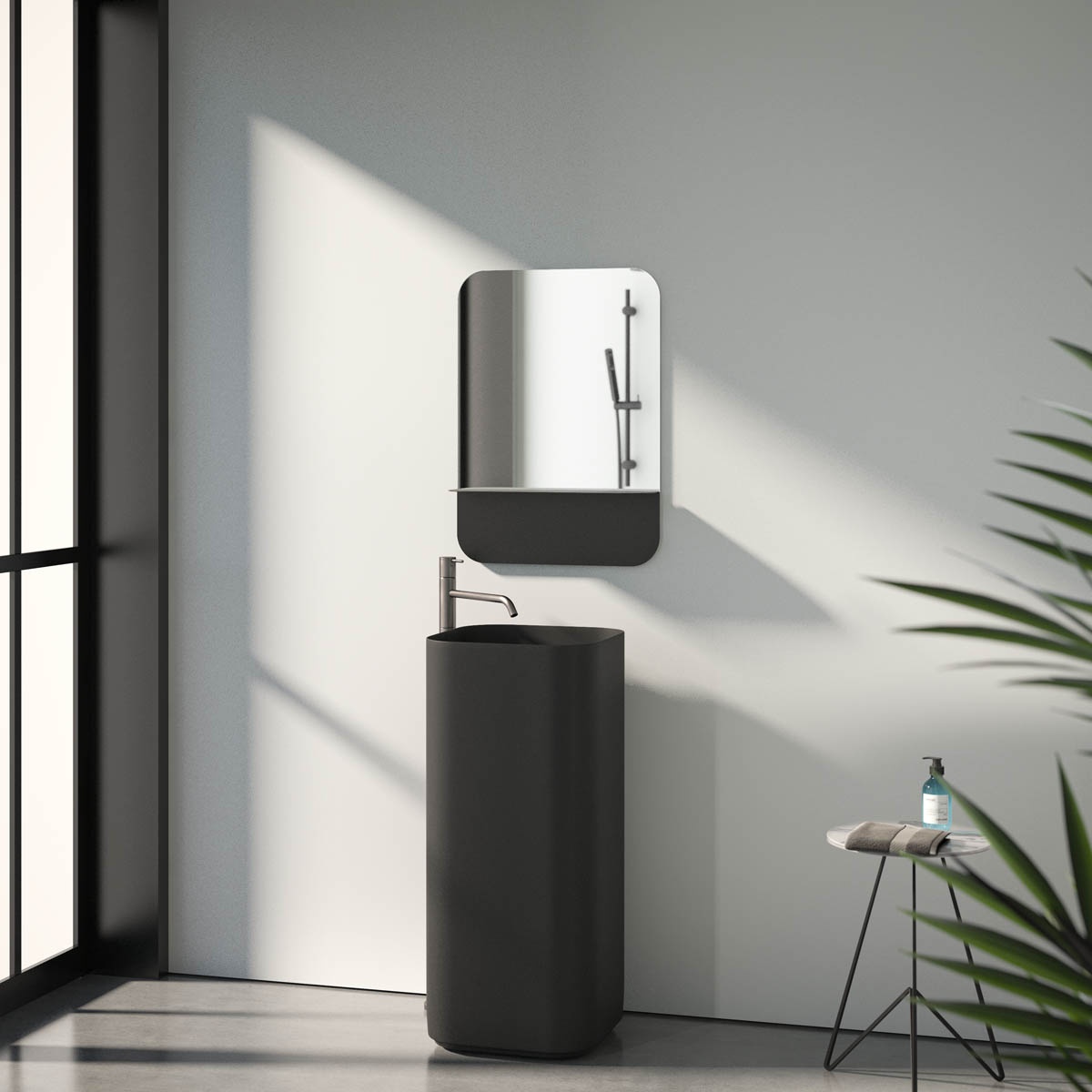 BY 0551 Зеркало с металлической полкой 50 cm EVOFORM Shadow - Вид №5