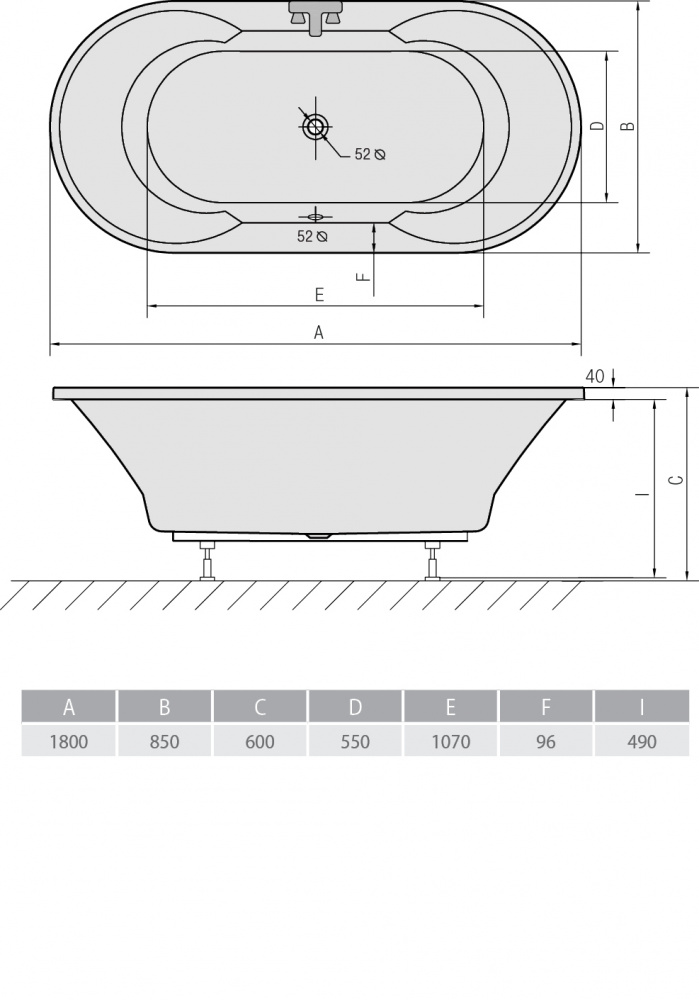 Акриловая ванна ALPEN IO 180 16611 - Вид №2