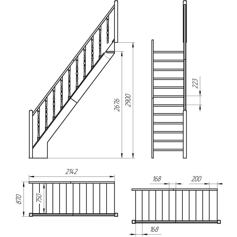 Лестница прямая ЛЕС-12 ЛЕСЕНКА STLM-2121433 - Вид №2