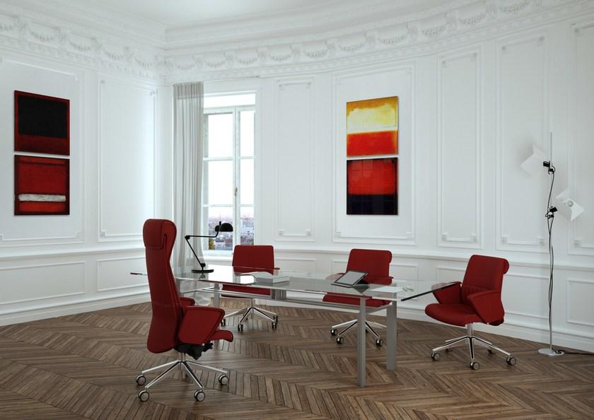 Ares Line Кресло руководителя с регулируемой высотой в коже в классическом стиле с 5-ю спицами и подлокотниками Parlament sun-id-1483626 - Вид №1