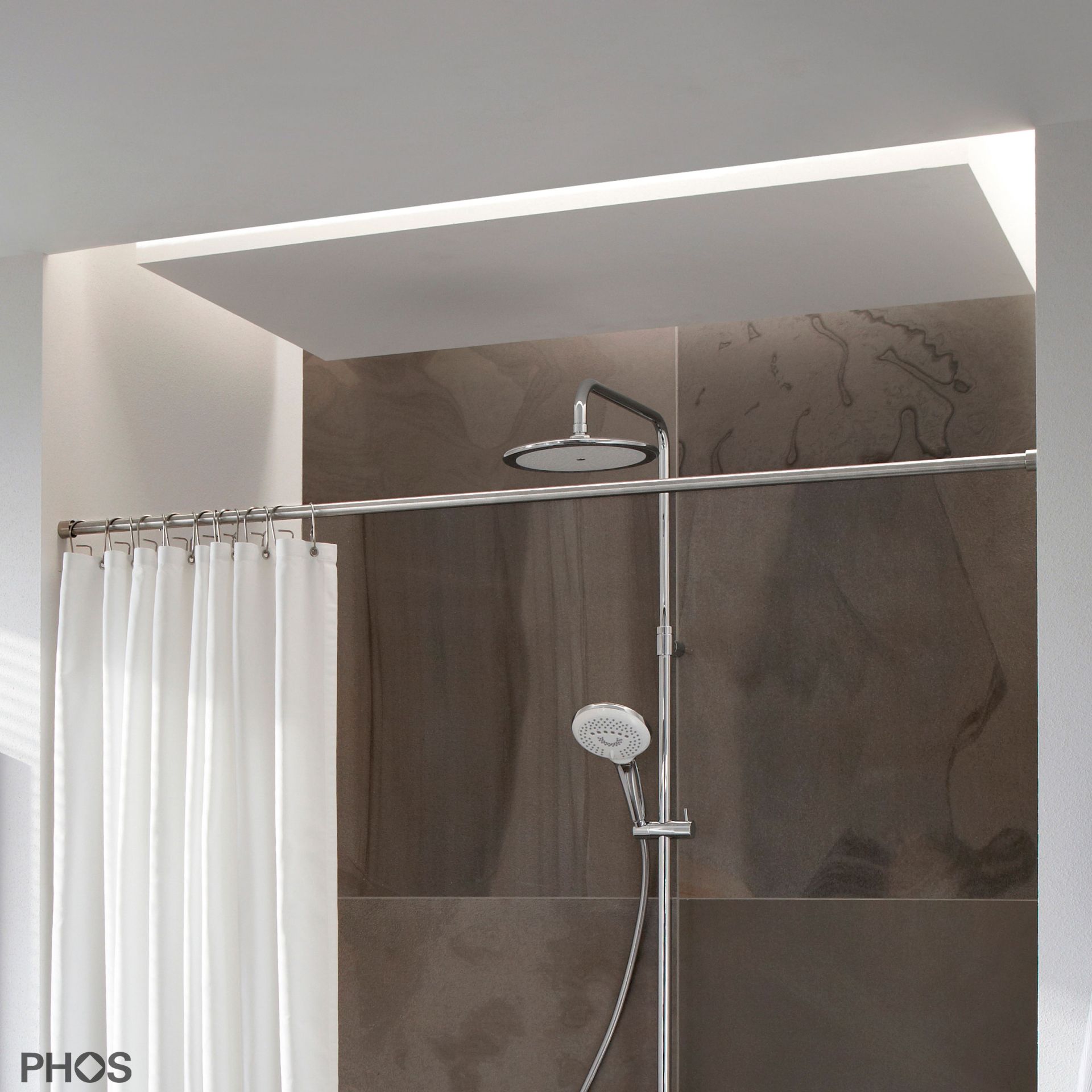 DSRN20-2 Карниз для душевой занавески в виде трубки ø20 мм от 100 до 160 см - на заказ PHOS 