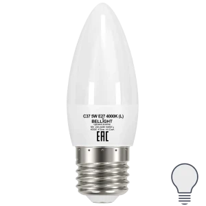 Лампа светодиодная Bellight E27 220-240 В 5 Вт свеча матовая 470 лм нейтральный белый свет