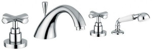 31120CR Emmevi Spirit New, комплект смесителя на борт ванны на 4 отверстия с ручным душем, цвет хром