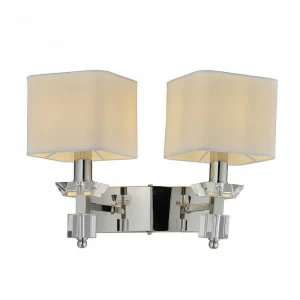 Бра металлическое с абажуром на 2 лампы белое "Вивьен" LH1038/2W-CR LUMIEN HALL ВИВЬЕН 00-3931785 Белый;серебро