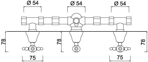 Rubinetteria Giulini Смеситель для душа на 3 отверстия с переключателем Parigi 7316w3 - Вид №1