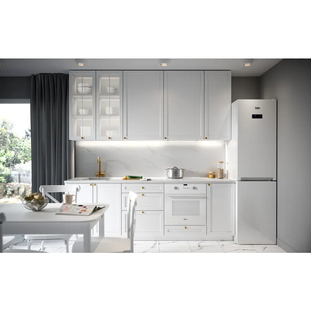 Фасад кухонный Delinia ID Ньюпорт белый матовый с филенкой 39.7×76.5 см 82010390 STLM-0017281 - Вид №3