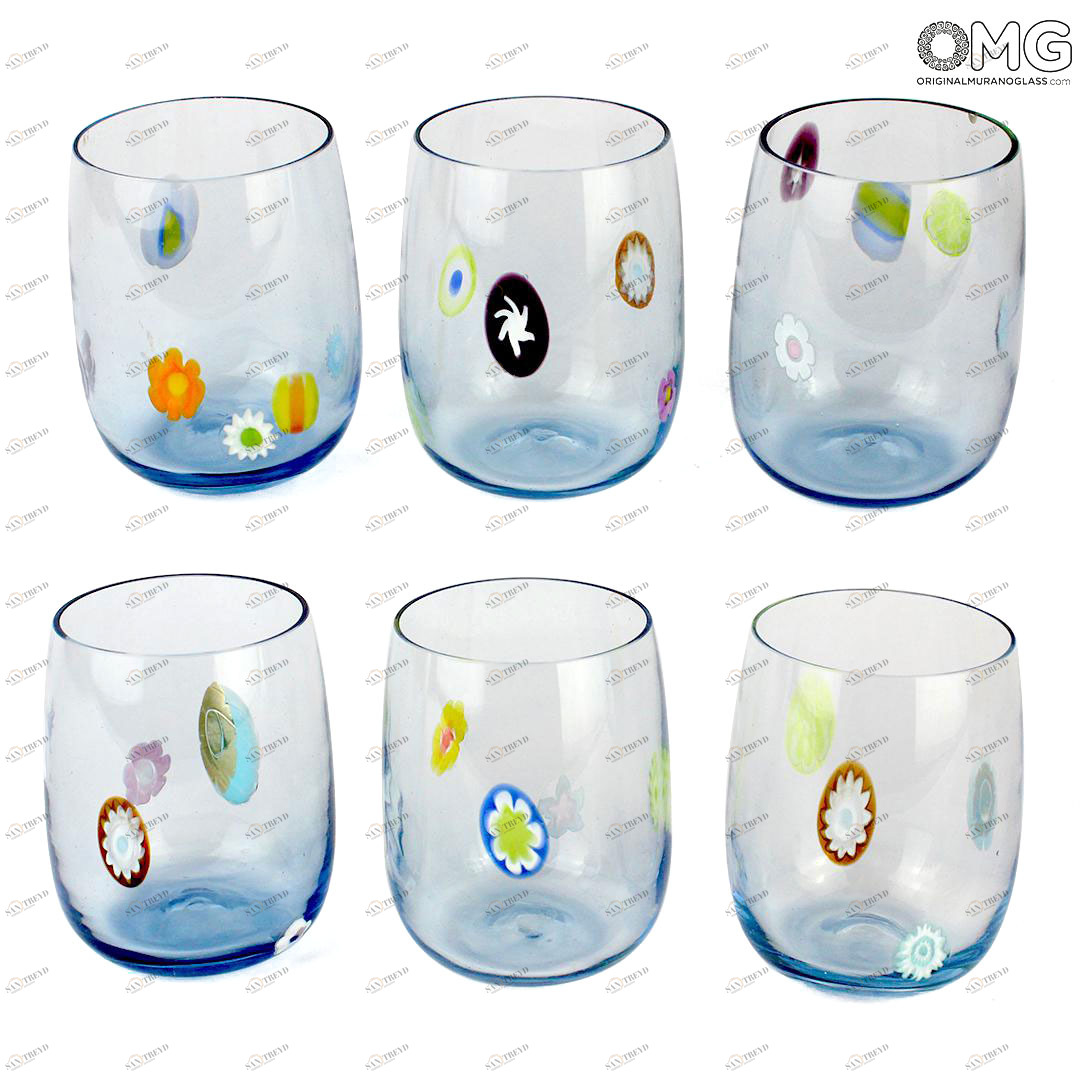 2936 ORIGINALMURANOGLASS Набор из 6 стаканов - Хрусталь миллефиори - Original Murano Glass OMG 7 см 