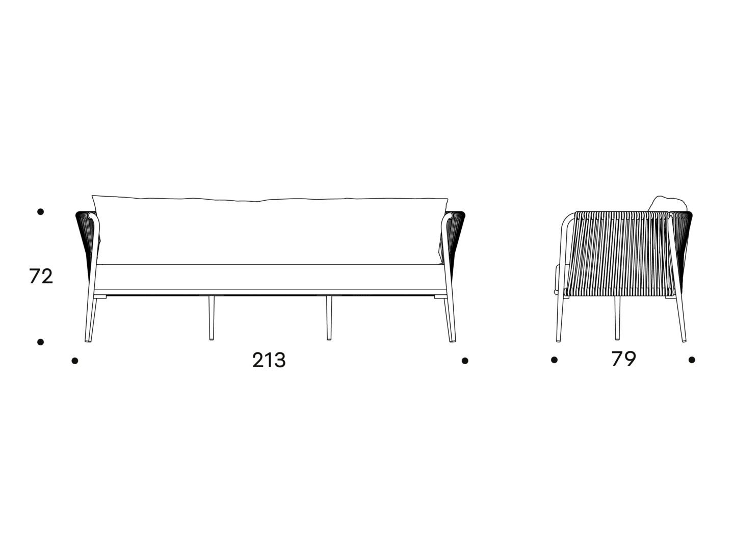 Плетеный 3-местный открытый диван с веревками Nodo Italia Antonio Marras + Nodo Italia ARCH-00028114 - Вид №8
