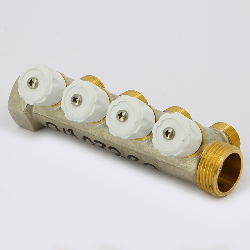 Коллектор НВ 1" с вентилями никелированный EMMETI 4 выходаМ24х19 36мм 01307290 - Вид №3