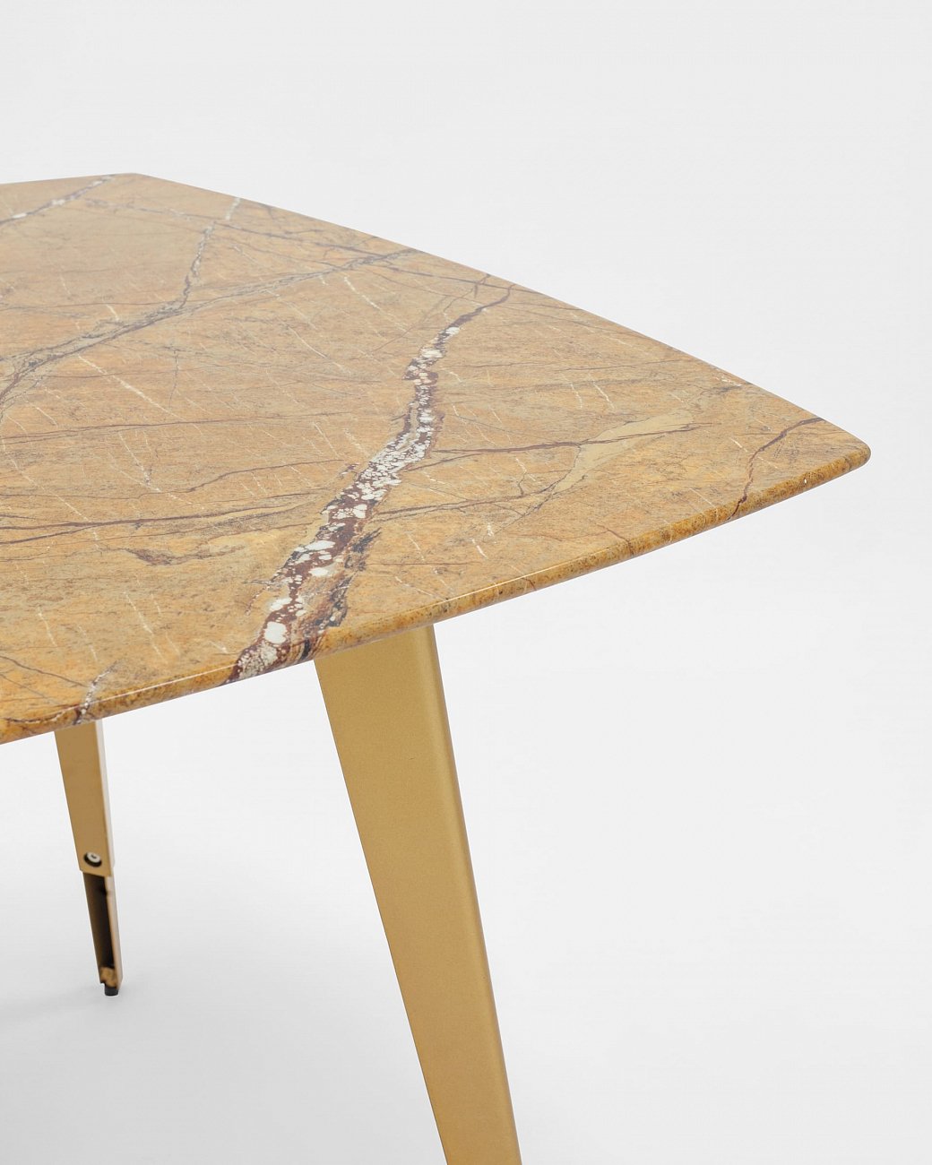 Стол обеденный квадратный со стеклянной столешницей, цвет охра с рисунком под мрамор 100х100 см "Рич STOOL GROUP  00-3958837 Желтый  - Вид №4