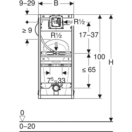 461.606.00.1 Инсталляция для писсуара Geberit GIS, 114 см, универсальная, для распыляющей форсунки Geberit  - Вид №2