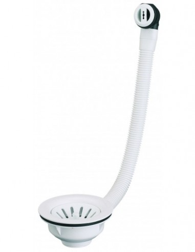 391100 142 00  Слив для раковины с переливом, Д. 90 мм, корзина со сдвижной шторкой, Д. 114 мм, белый Valentin Белый  - Вид №1