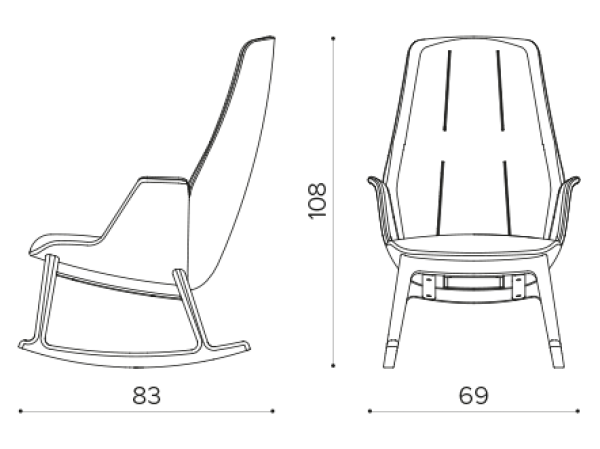 HV 909R High backrest armchair with rocking wooden base True Design Hive - Вид №1