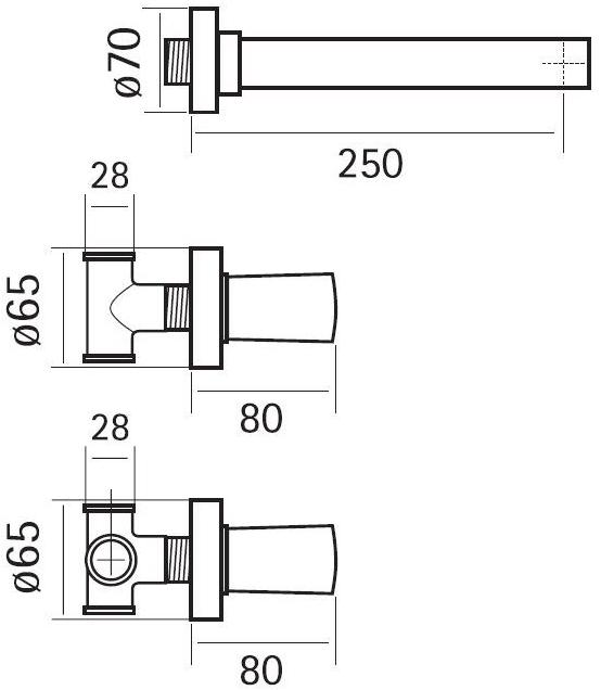 Quadrodesign Комплект для ванны на 4 отверстия с раздельными розетками Ono sun-id-1502561 - Вид №2