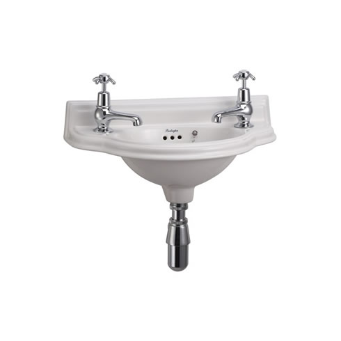 Burlington Cloakroom Маленькая изогнутая передняя раковина 50,5 см с 1 отверстием под смеситель P13R  - Вид №1