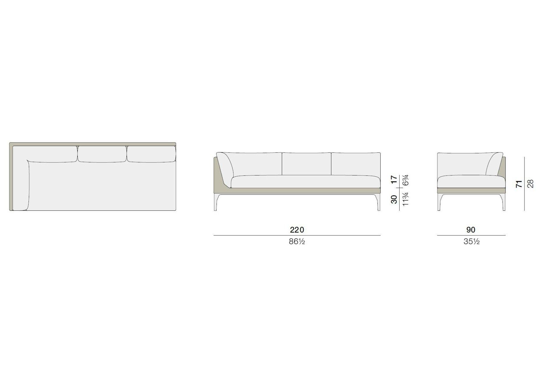 3-местный тканевый садовый диван DEDON MU ARCH-00053932 - Вид №2
