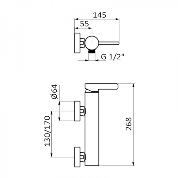 74324742 PREMIUM Черный смеситель для душа Черный GRB MIXERS AXIS - Вид №1