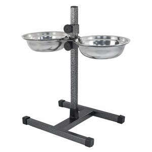 ПР0037175 Стойка с мисками для животных регулируемая, шагрень, h40см, D20см, 2х1,0л ХОРОШКА