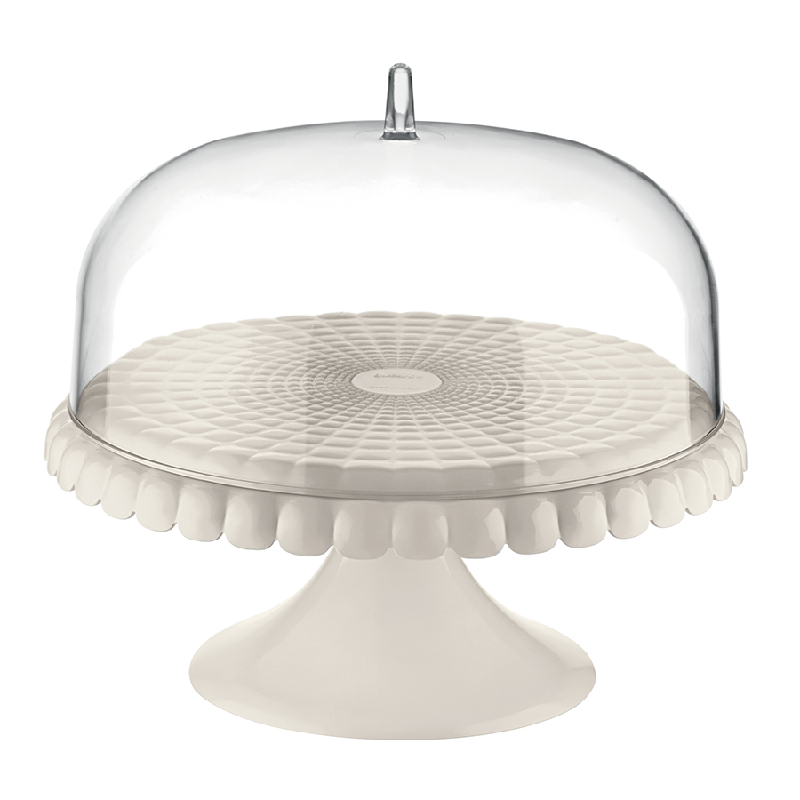 199401156 Блюдо для торта с крышкой tiffany, D30 см, акрил, молочно-белое Guzzini 