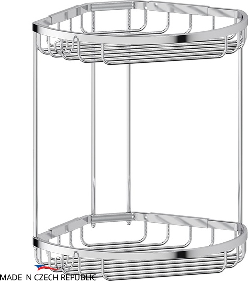 RYN 026 Полочка-решетка с крючками угловая 2-х ярусная 26/26 cm FBS Ryna