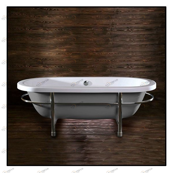 Ванна напольная отдельностоящая серая с рамой-поручнем  Akcjum Olivia WR-10-M WR10M