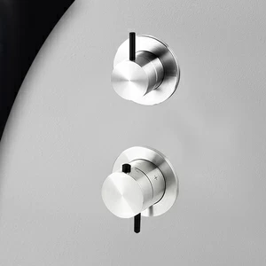 Термостат для душа глянцевая сталь с черной ручкой Toki Radomonte TER52LCIL12