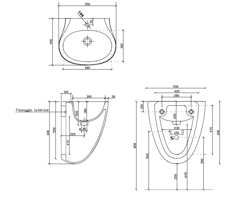 Керамическая подвесная раковина Galassia ARCH-00088005 - Вид №2