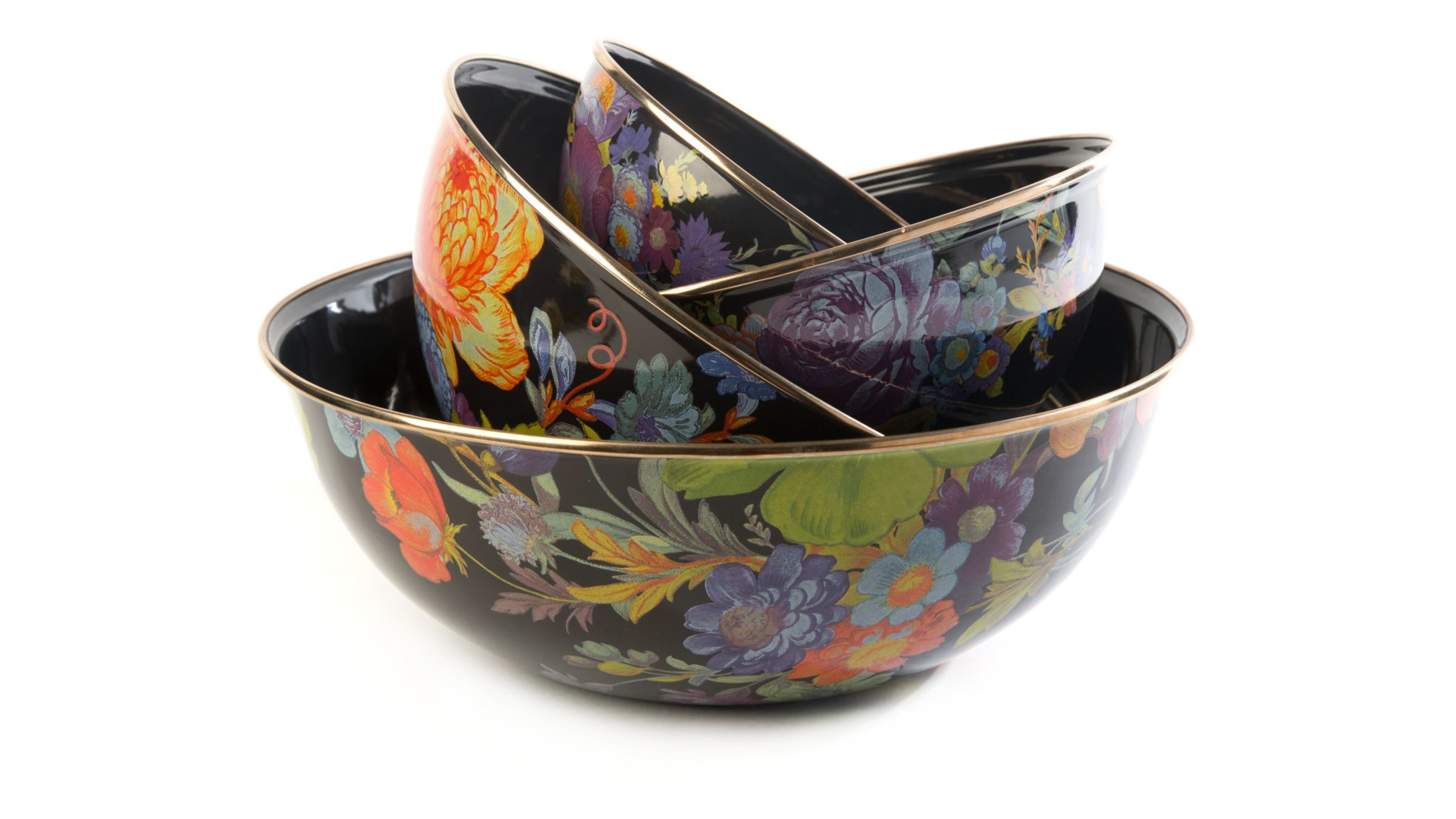 10654527 Mackenzie-Childs Салатник малый 20см (черный) Flower Market Сталь  - Вид №1