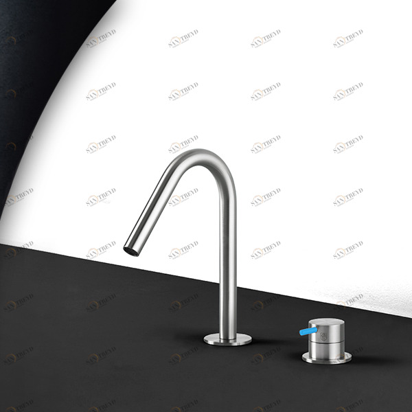 Смеситель для раковины сталь матовая с синей ручкой Toki Radomonte TKI30SCIL26