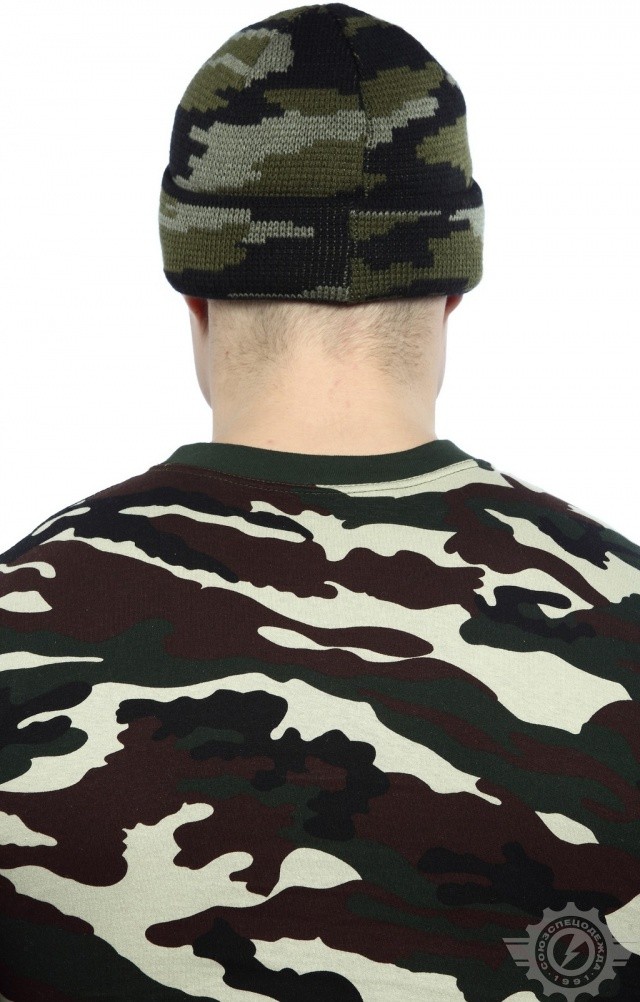 58785 Шапка вязаная камуфляж зеленая  Головные уборы  размер Спецодежда  - Вид №3