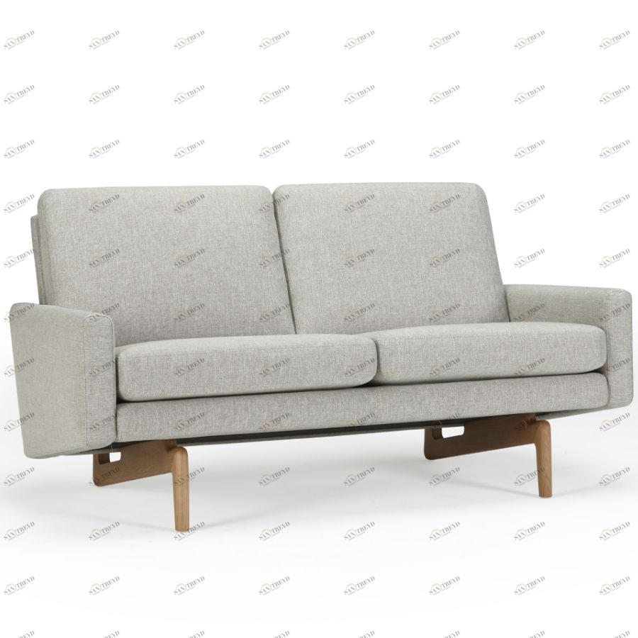 Диван двухместный Egsmark с мягкими подлокотниками, лакированный дуб, темно-песочный Kragelund 20002202244