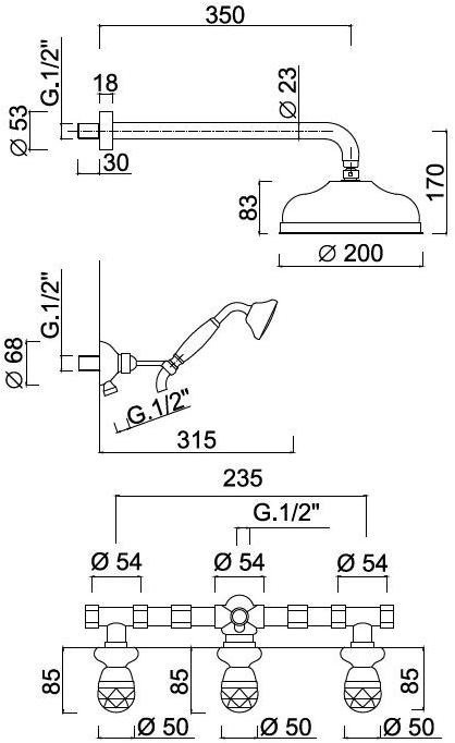 Rubinetteria Giulini Душевой набор с лейкой Persia crystal - persia F3815w2ks/s - Вид №1