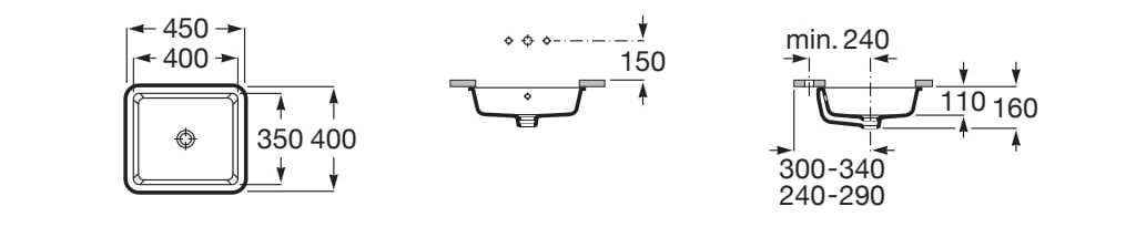 Утопленный прямоугольный умывальник из фарфора Roca The Gap ARCH-00077062 - Вид №2