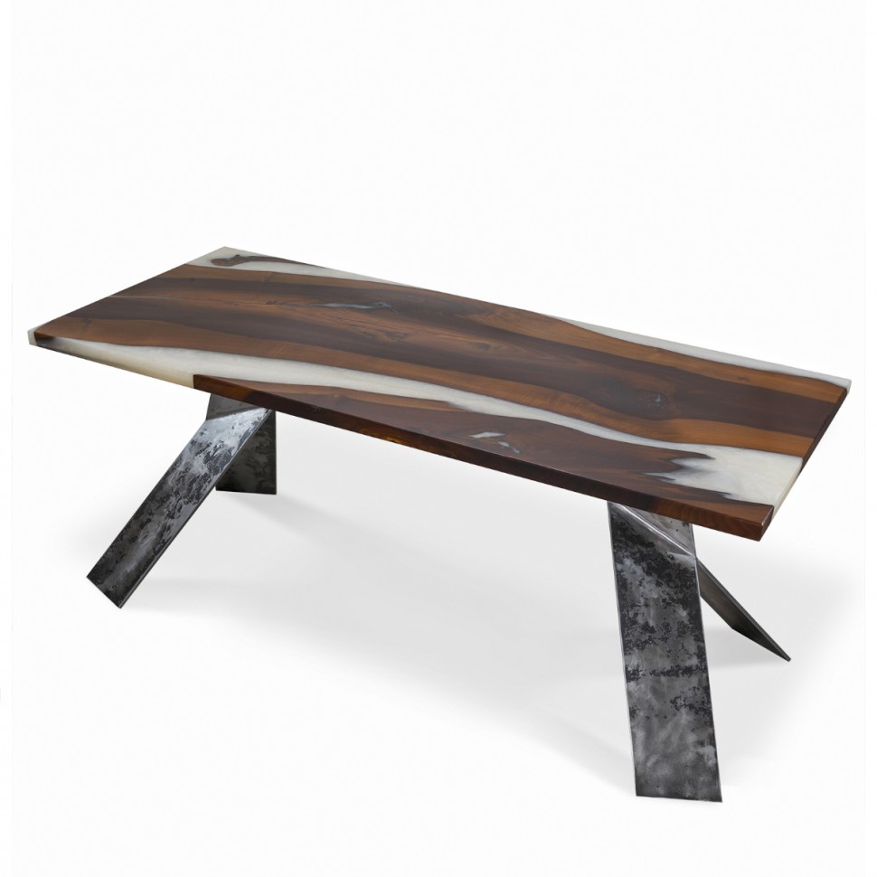 Обеденный стол деревянный на металлических ножках коричневый 240 см Stels ICON DESIGNE  193826 Коричневый  - Вид №2