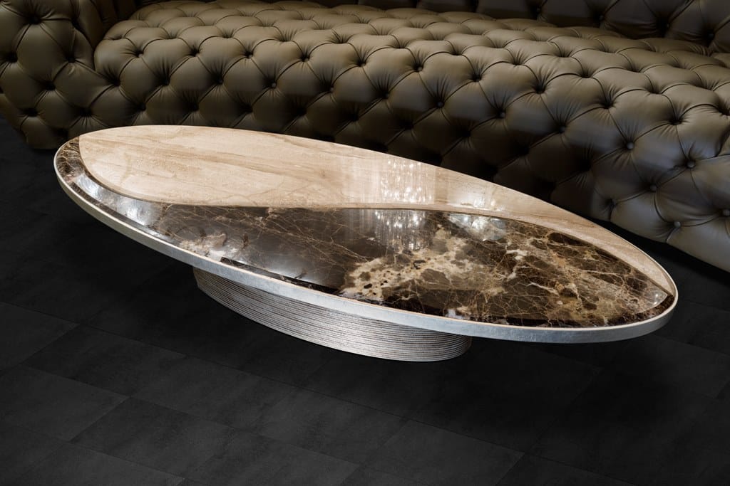 Журнальный столик с деревянным основанием и двойной мраморной столешницей Mantellassi 1926 облако ARCH-00146450 - Вид №2