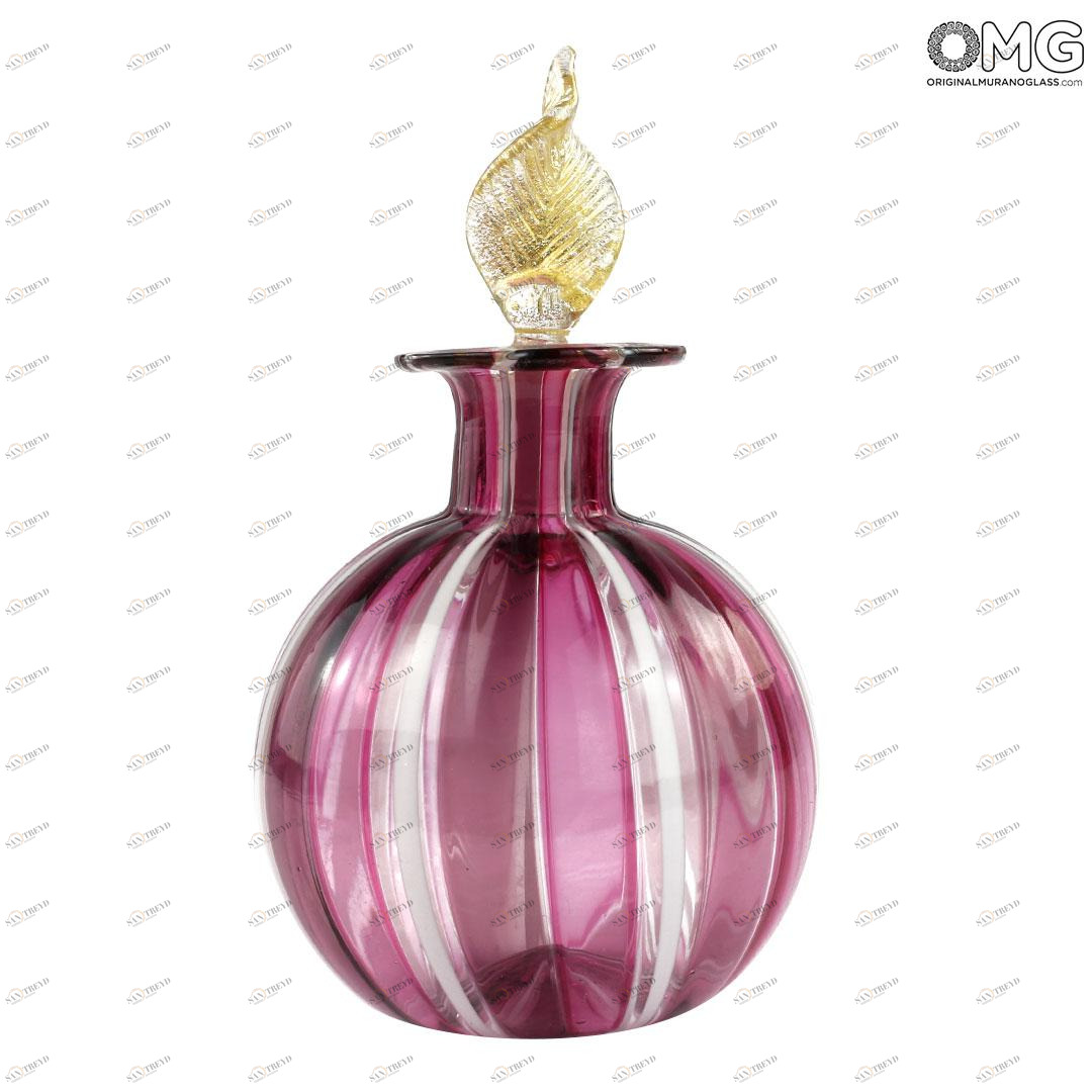 4033 ORIGINALMURANOGLASS Флакон для духов в сиреневую полоску из муранского стекла - OMG  см 