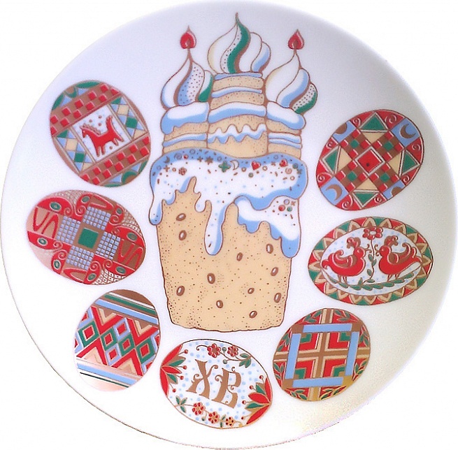 10594887 Императорский фарфоровый завод Тарелка декоративная 19,5см "Писанки" "Эллипс" Фарфор твердый 