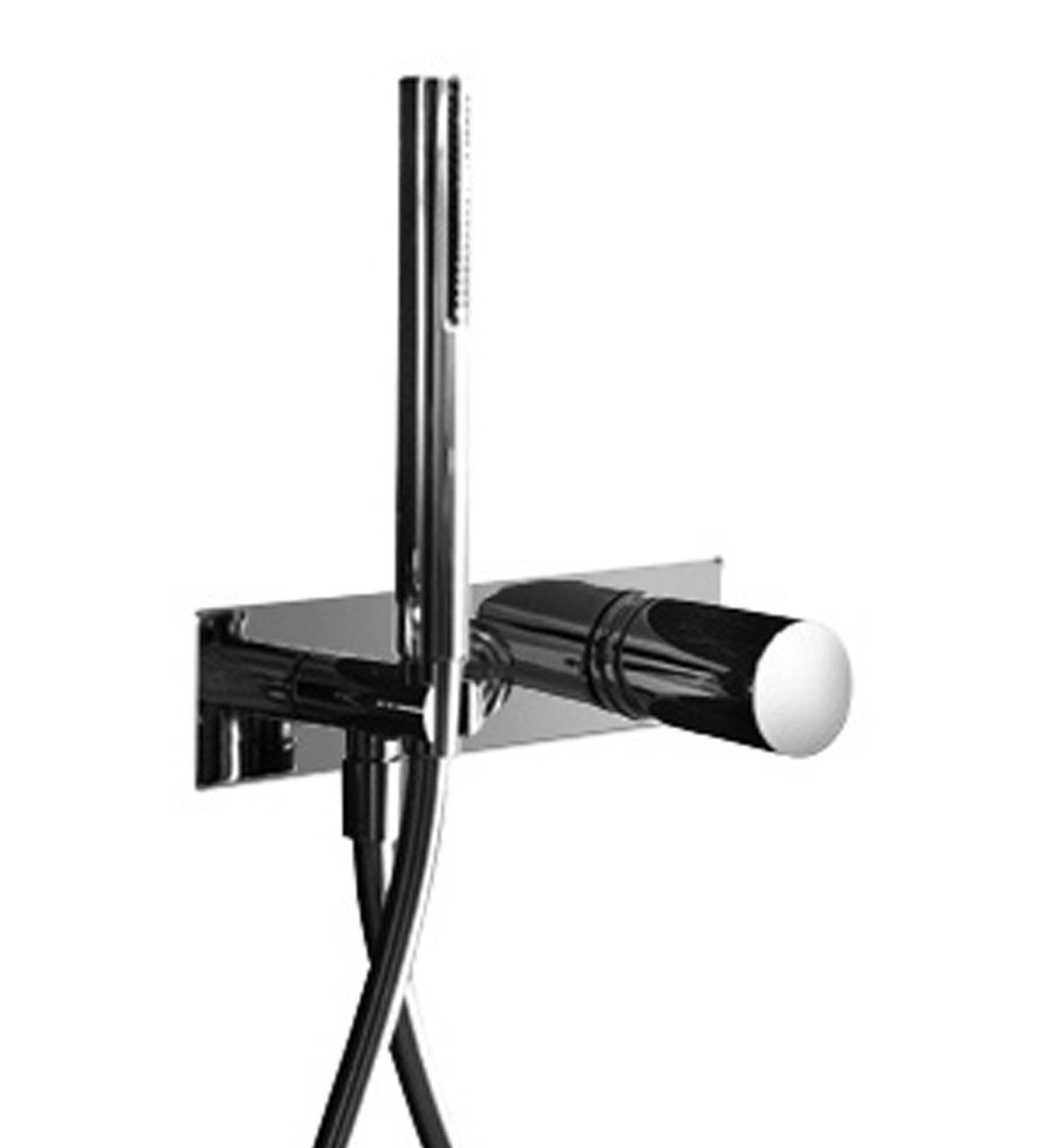 3084B+3084A  Встраиваемый смеситель для душаручка переключатель на 2 потока с кнопкой ручная лейка SUN шланговое подсоединение с держателем для ручной лейки гибкий шланг 150 см ПВХ впуски 3/4'' N.B. ручная лейка FIT, нержавеющая сталь Fantini Rubinetti MI MILANO