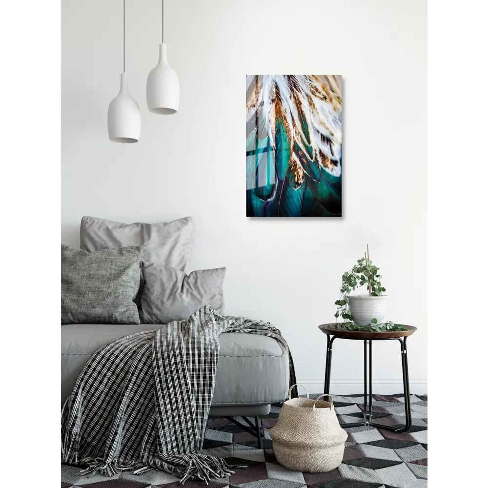 Картина на стекле «Перышко» 40x60 см цвет бирюзовый 82977326 STLM-2065269 ARTABOSKO  - Вид №4