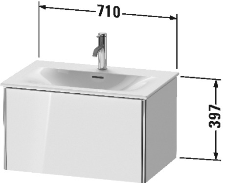 XS422300909 XSquare Тумбочка подвесная Светло-голубой матовый декор Duravit - Вид №1
