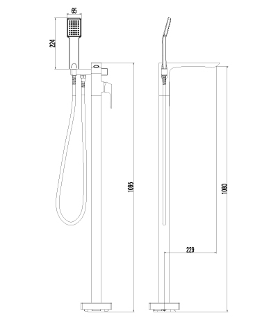 LM4544C Смеситель Unit для ванны, напольный LEMARK UNIT - Вид №1