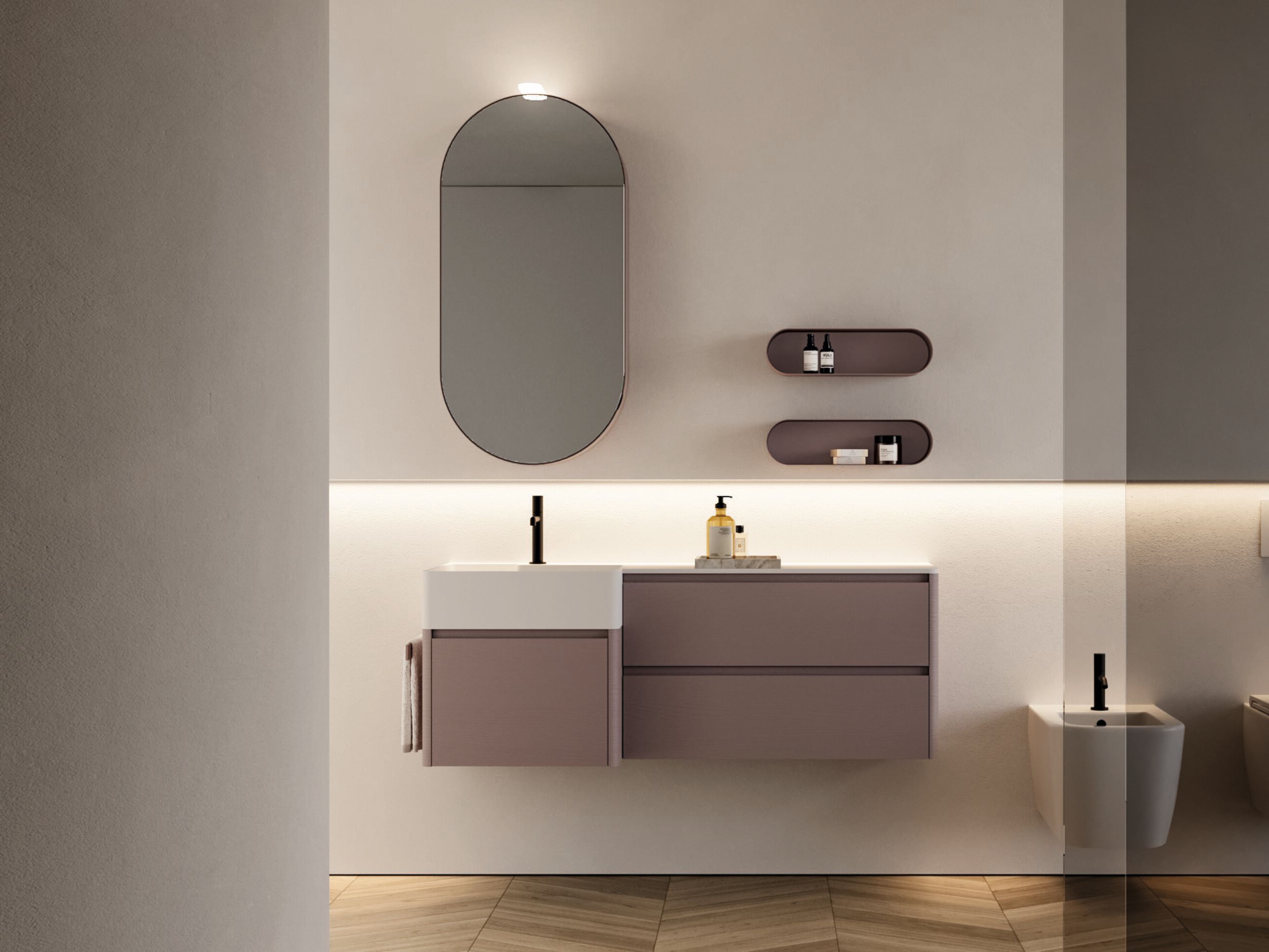 Подвесной туалетный столик с зеркалом Ideagroup Seventy Form ARCH-00121590